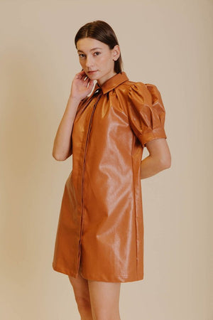 AUREUM Women's Dresses Vegan Leather Dress || David's Clothing