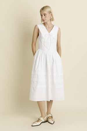 AUREUM Women's Dresses WHITE / XS Sailor Collar Midi Dress || David's Clothing AD1958