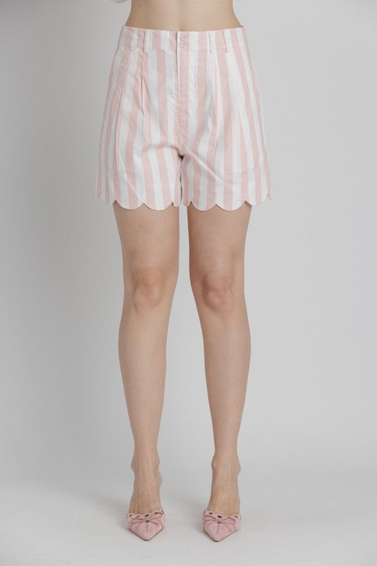 AUREUM Women's Shorts Striped Scallop Shorts