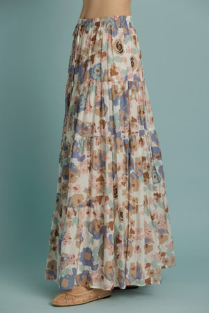 AUREUM Women's Skirts Tiered Floral Maxi Skirt