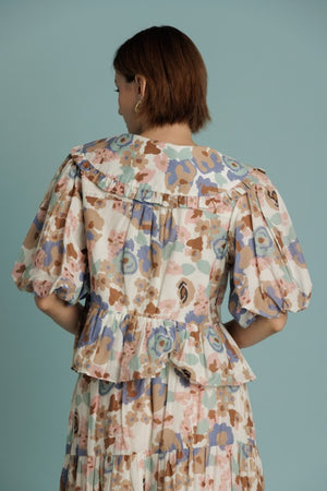 AUREUM Women's Top Oversized Collar Peplum Blouse