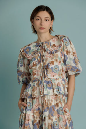 AUREUM Women's Top Oversized Collar Peplum Blouse