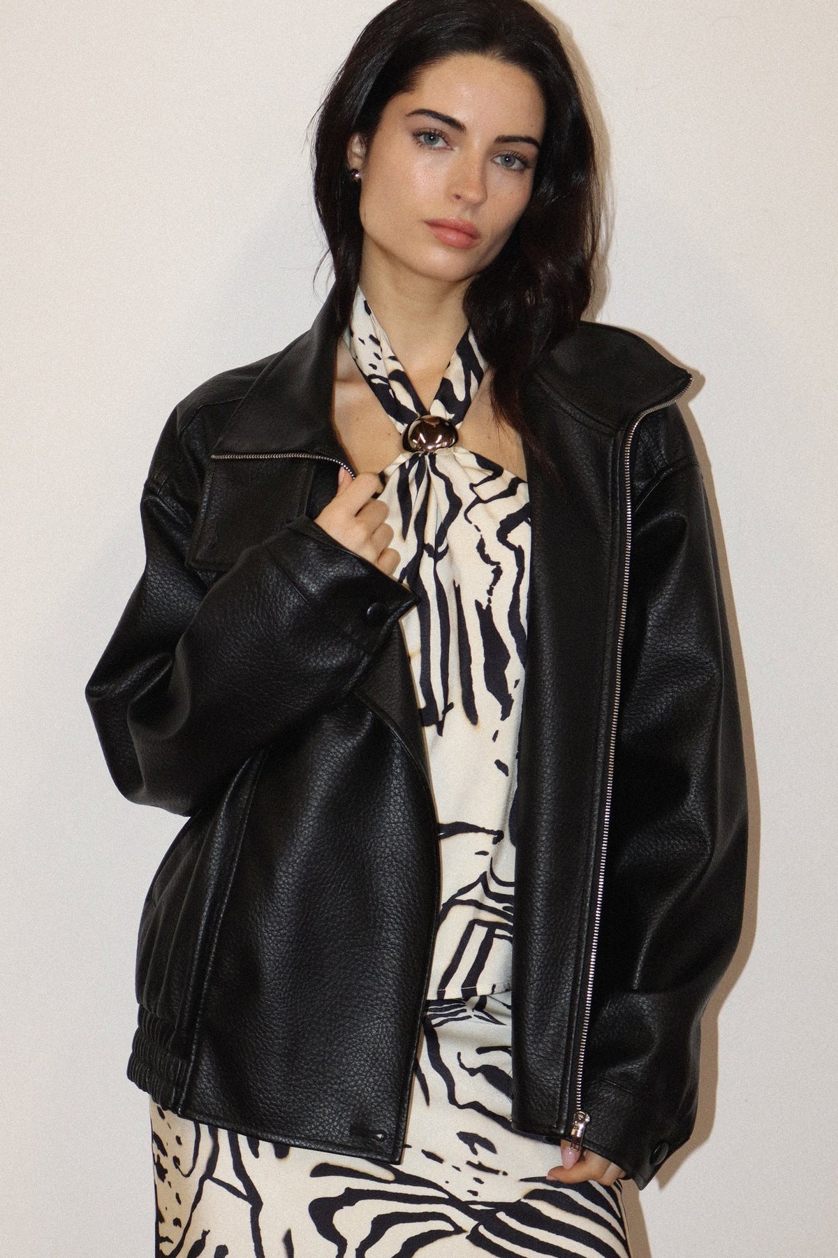 BAILEY ROSE Women's Jackets Faux Leather Bomber Jacket