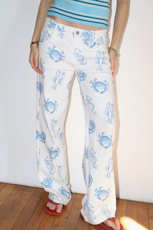 BAILEY ROSE Women's Pants Sea Life Straight Pants