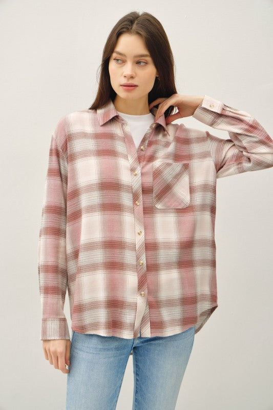 Be Cool LA 22-Women's Woven Top 1 - take pics 222 CLASSIC PLAID LS