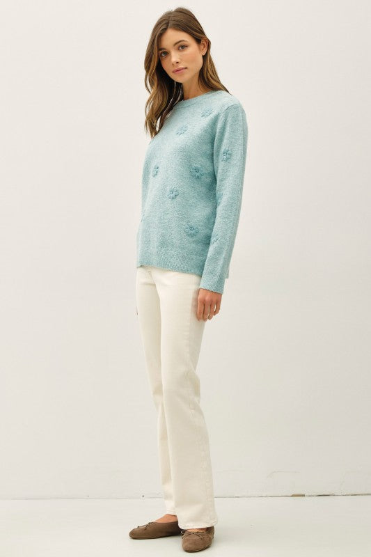 Be Cool LA Women's Sweaters Floral Emroidered Oversized Sweater