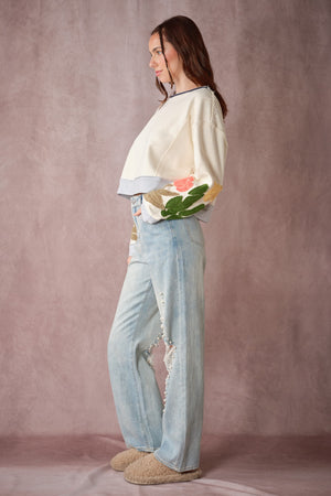 Blue B Collection Women's Top Tulip Patchwork Knit Top