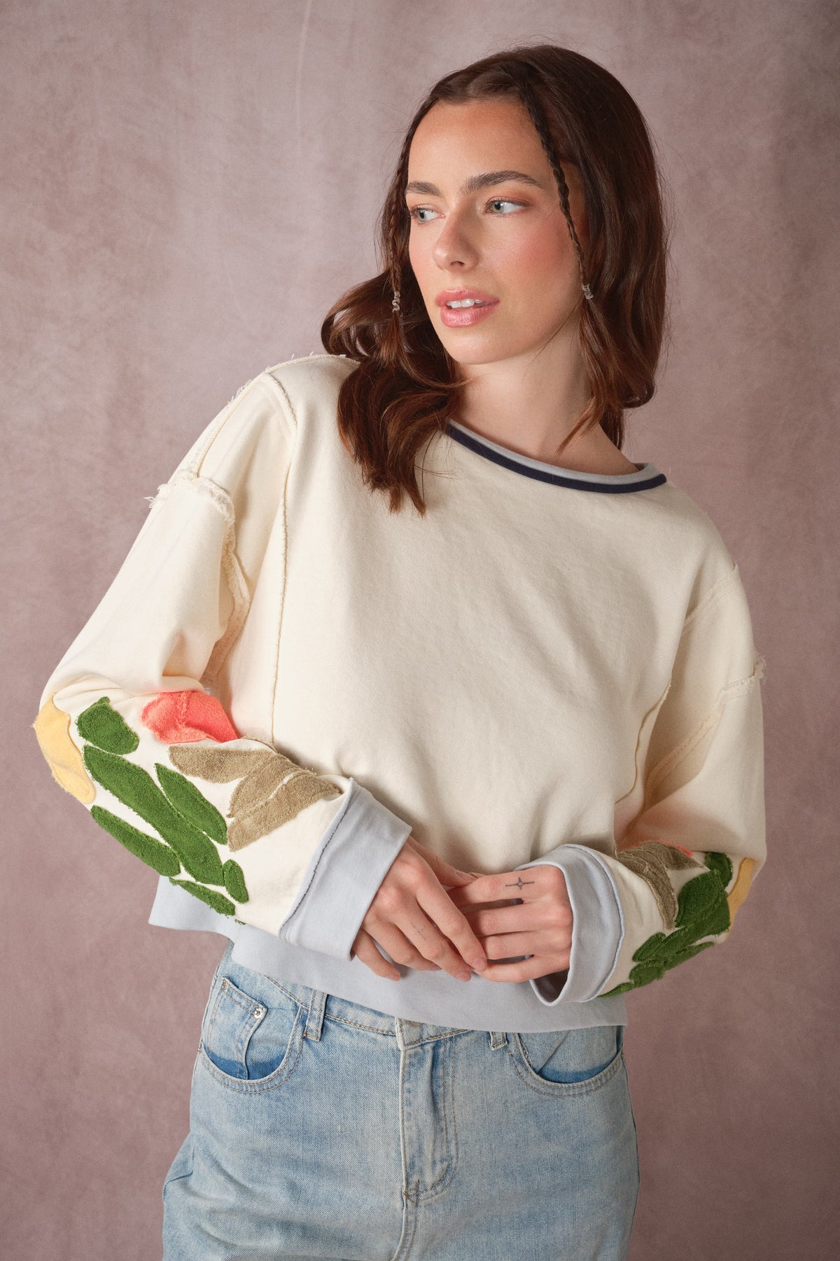 Blue B Collection Women's Top Tulip Patchwork Knit Top