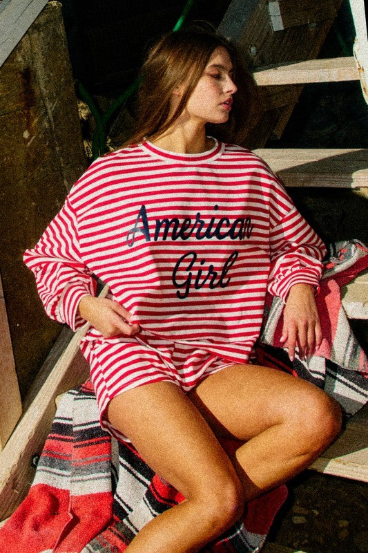 BUCKET LIST Women's Shorts Comfy Elastic Waist Striped Knit Shorts