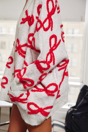 BUCKET LIST Women's Sweaters Oversized Ribbon Pullover Sweater Cardigan || David's Clothing