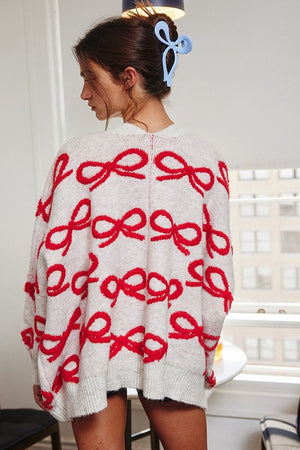 BUCKET LIST Women's Sweaters Oversized Ribbon Pullover Sweater Cardigan || David's Clothing