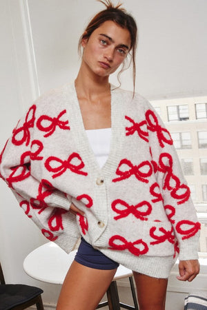 BUCKET LIST Women's Sweaters Oversized Ribbon Pullover Sweater Cardigan || David's Clothing