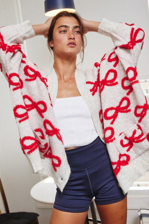 BUCKET LIST Women's Sweaters Oversized Ribbon Pullover Sweater Cardigan || David's Clothing