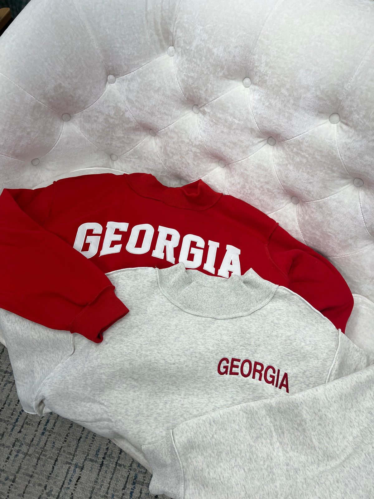 BUCKET LIST Women's Sweatshirt Embroidered "GEORGIA" Mock Neck Pullover