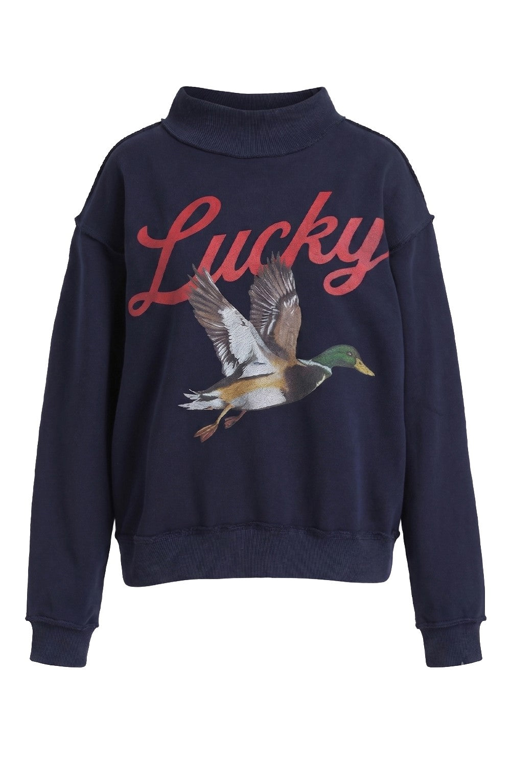 BUCKET LIST Women's Sweatshirt Lucky Mallard Graphic Reversible Mock-neck Sweatshirt