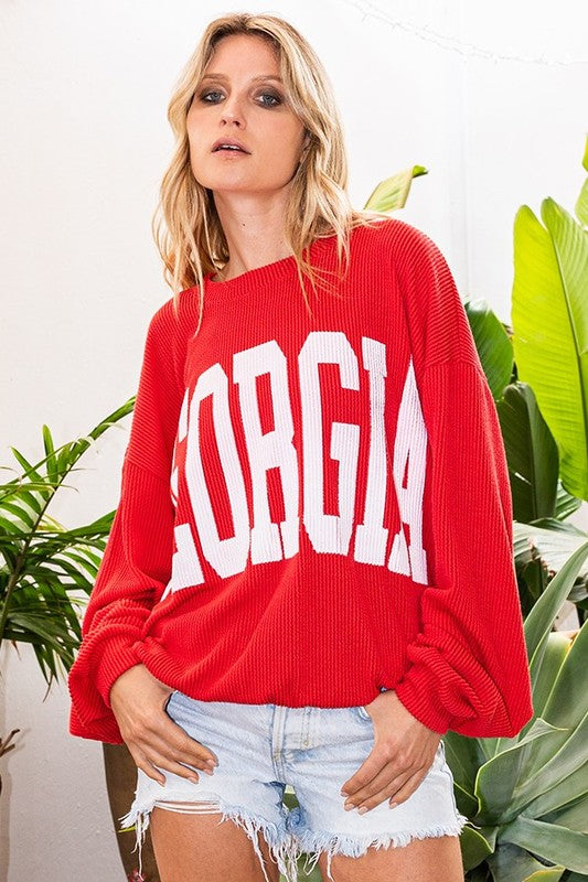 BUCKET LIST Women's Top Georgia Comfy Oversize Graphic Sweatshirt || David's Clothing