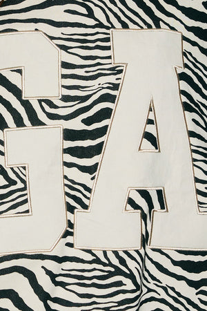 BUCKET LIST Zebra Print "GA" Applique Mock-neck Sweatshirt