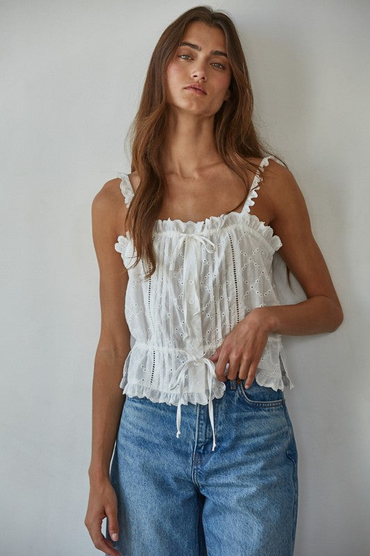 BY TOGETHER YOU AND I Women's Top By Together Salvador Eyelet Sleeveless Top || David's Clothing