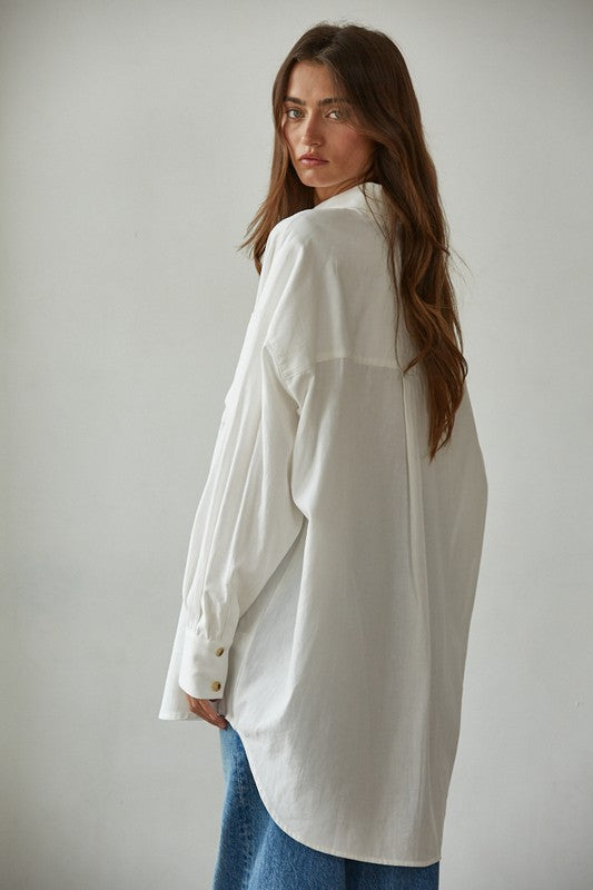 BY TOGETHER YOU AND I Women's Top Off-duty Boyfriend Shirt || David's Clothing