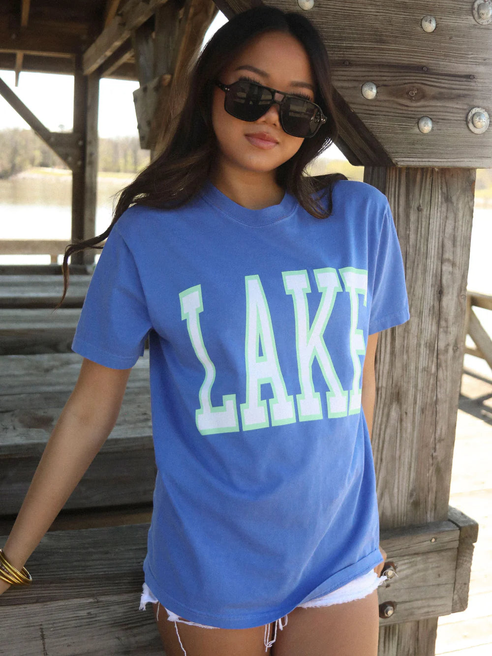 CHARLIE SOUTHERN Women's Tee Charlie Southern Classic Lake Tee - Blue || David's Clothing