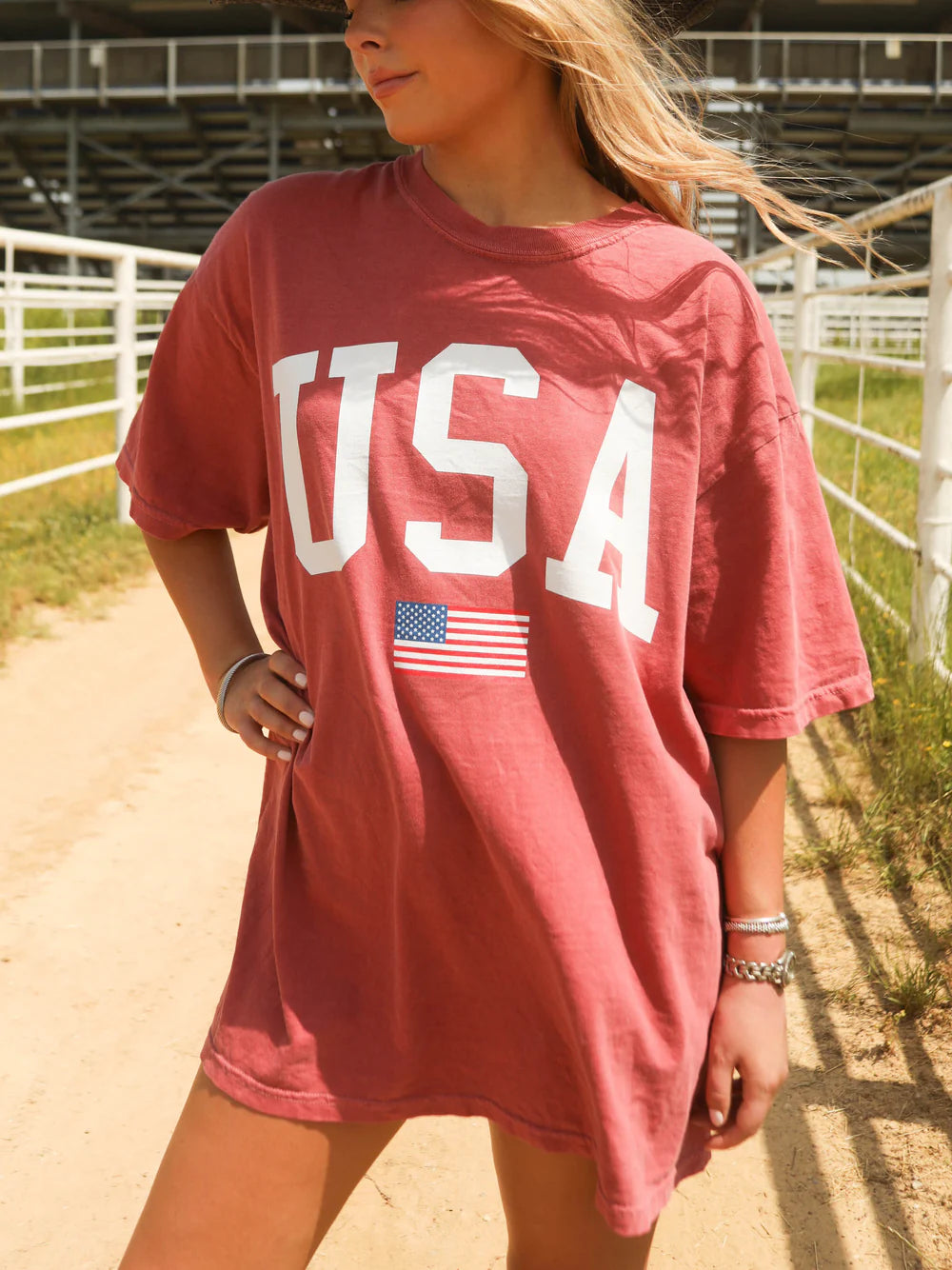 CHARLIE SOUTHERN Women's Tee Charlie Southern USA Flag Tee || David's Clothing