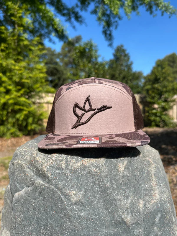 COMBAT WATERFOWL Men's Hats DUCK CAMO Combat Waterfowl 7 Panel Bark Duck Camo Hat | Brown Icon 333006