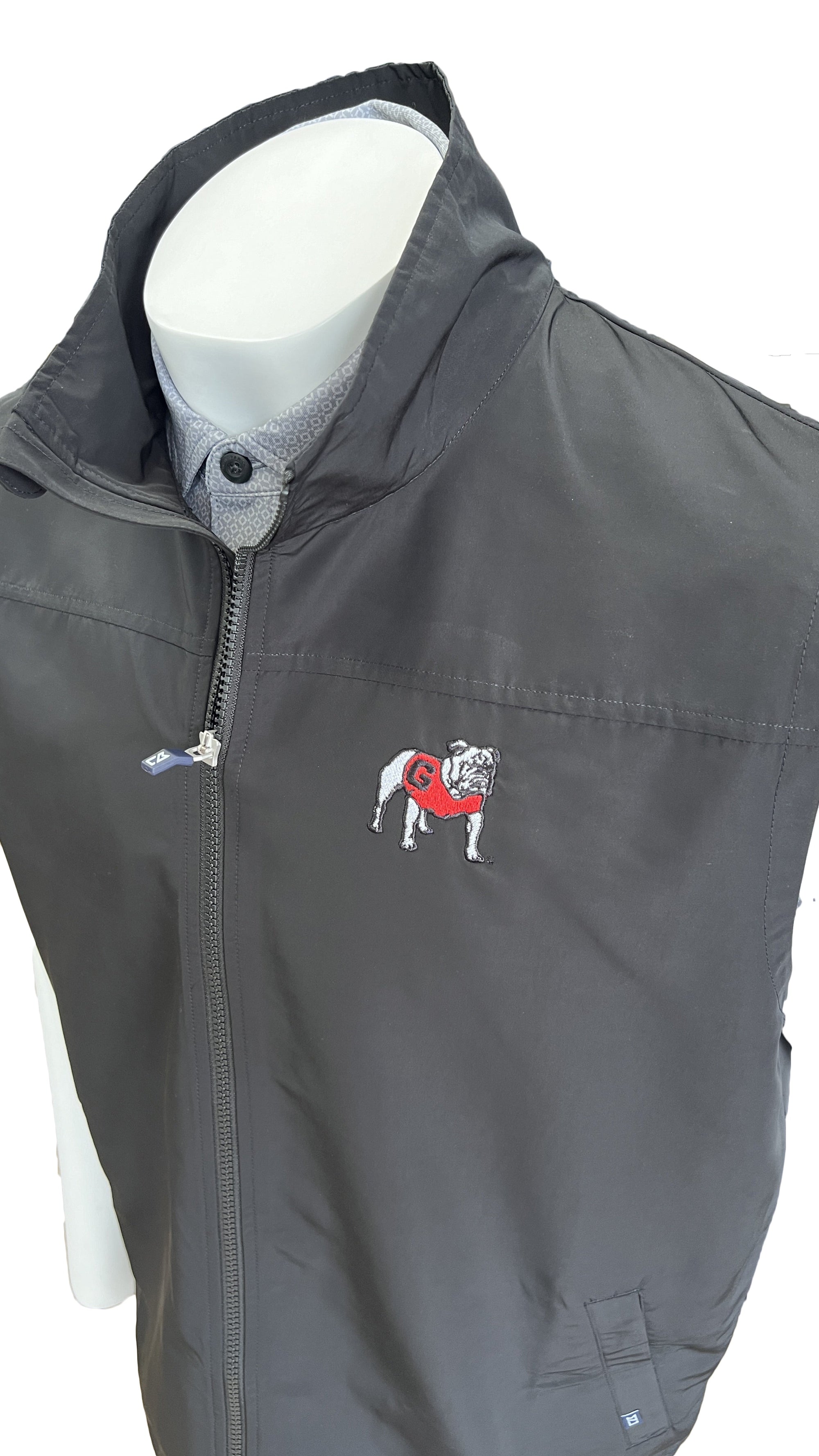 CUTTER AND B Men's Jackets Cutter and Buck Georgia Bulldogs Charter Eco Recycled Mens Full-Zip Vest || David's Clothing