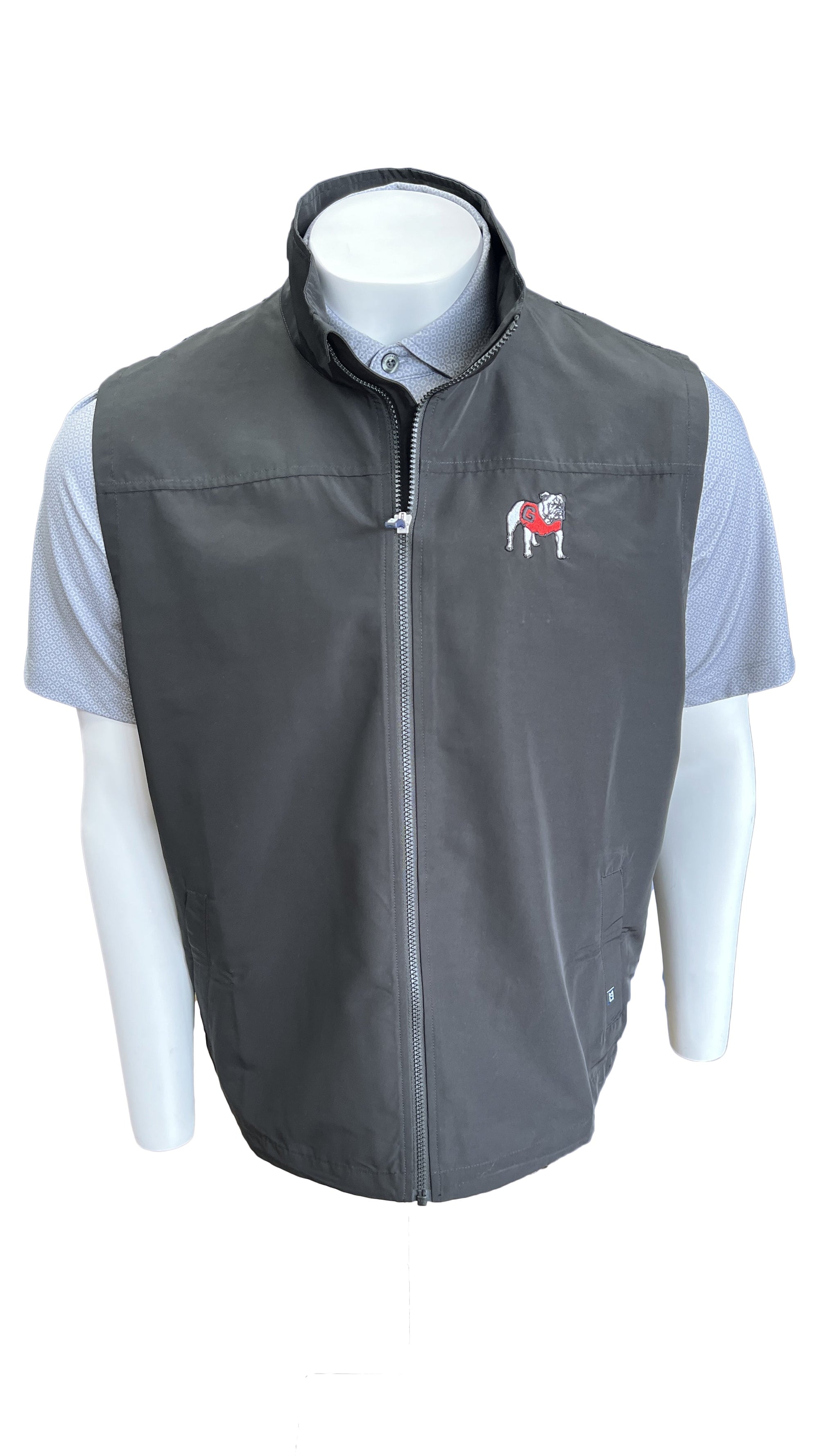 CUTTER AND B Men's Jackets Cutter and Buck Georgia Bulldogs Charter Eco Recycled Mens Full-Zip Vest || David's Clothing