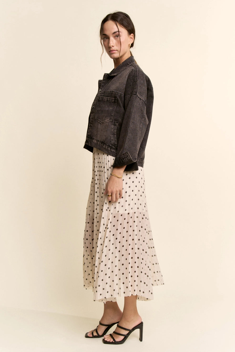 DAVI & DANI Women's Skirts Polka Dot Pleated Midi Skirt