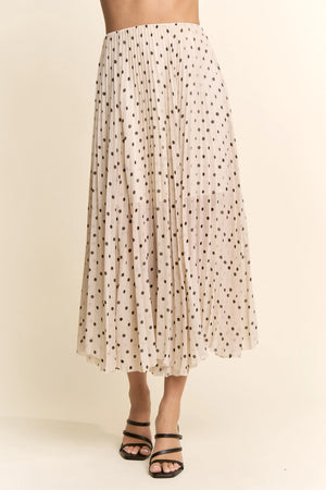 DAVI & DANI Women's Skirts Polka Dot Pleated Midi Skirt