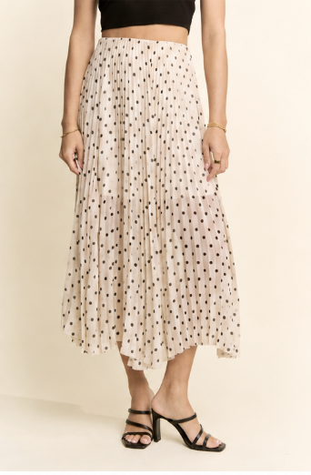 DAVI & DANI Women's Skirts Polka Dot Pleated Midi Skirt