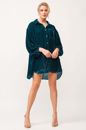 DEAR JOHN DENIM Women's Dresses Dear John Leigh Collared Button Down 3/4 Sleeve Dress Deep Teal