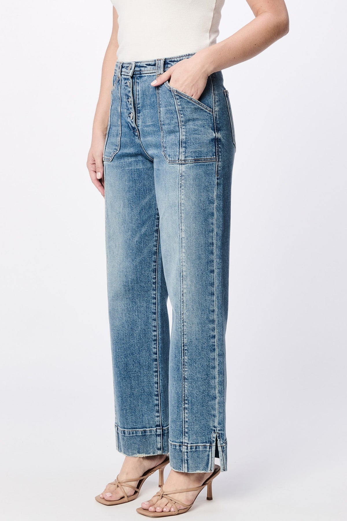 DEAR JOHN DENIM Women's Jeans Dear John Holly Button High Rise Clean Hem W/Slit || David's Clothing