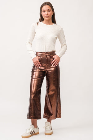 DEAR JOHN DENIM Women's Pants Dear John Audrey High Rise Wide Clean Hem Cropped Pants Rust Copper Foil