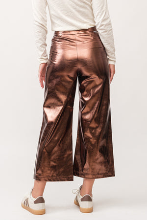 DEAR JOHN DENIM Women's Pants Dear John Audrey High Rise Wide Clean Hem Cropped Pants Rust Copper Foil