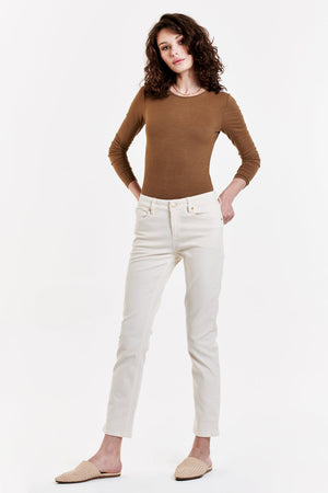 DEAR JOHN DENIM Women's Pants Dear John Blaire High Rise Ankle Slim Straight Jeans Wheat || David's Clothing