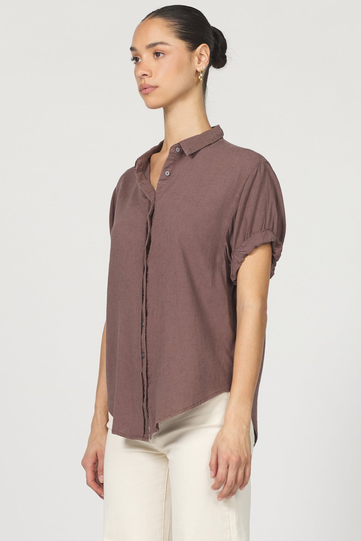 DEAR JOHN DENIM Women's Top Dear John Benning Button-Up Roll-Sleeve Button-Up - Cappuccino || David's Clothing