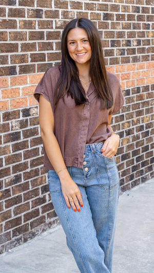 DEAR JOHN DENIM Women's Top Dear John Cruz Button-Up Boxy Fit Camp Shirt || David's Clothing