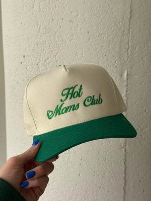 DISTRESSED VINTAGE DESIGNS Women's Hat GREEN / - Hot Moms Club Green Vintage Trucker Hat || David's Clothing HOTMOMSCLUB