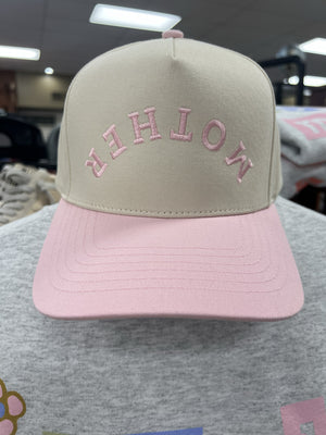 DISTRESSED VINTAGE DESIGNS Women's Hat LIGHT PINK/CREAM / - Distressed Vintage Mother Vintage Embroidered Hat || David's Clothing MOTHEREMB