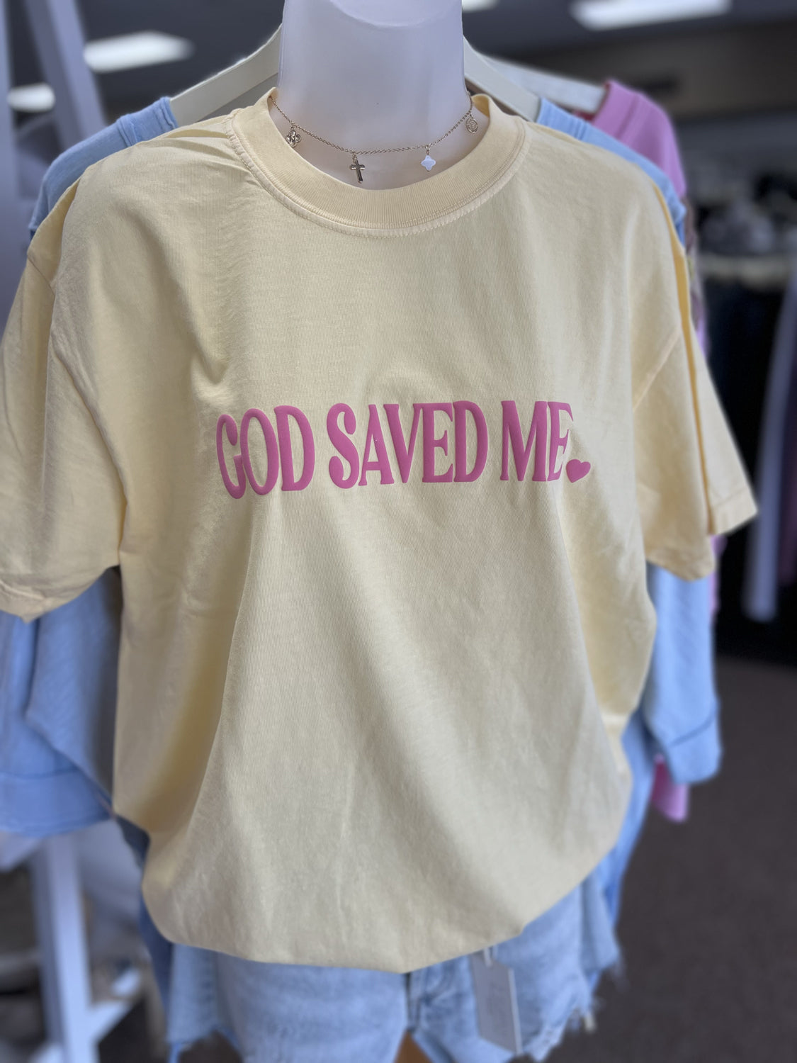 DISTRESSED VINTAGE DESIGNS Women's Tee Distressed Vintage God Saved Me Tee || David's Clothing