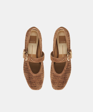 DOLCE VITA Women's Shoes 00000- ask tiff - Mikela Ballet Flats Cocoa Perforated Suede