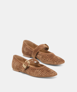 DOLCE VITA Women's Shoes 00000- ask tiff - Mikela Ballet Flats Cocoa Perforated Suede