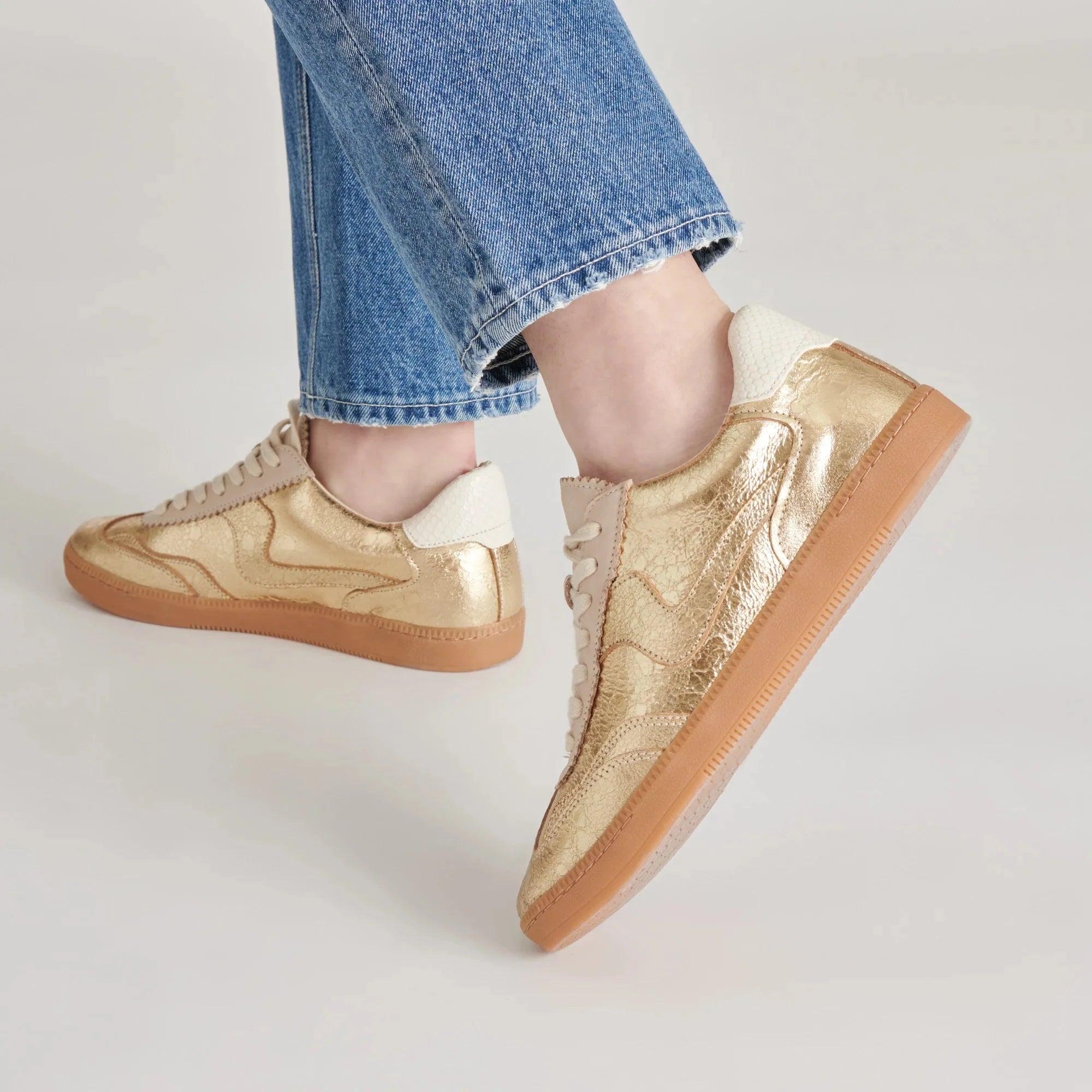 DOLCE VITA Women's Shoes Dolce Vita Notice Sneakers Gold Distressed Leather || David's Clothing