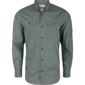 DRAKE CLOTHING CO. Men's Sport Shirt DARK SHADOW / M Drake Frat Gingham Check Button-Down Long Sleeve Shirt || David's Clothing DS2266DST