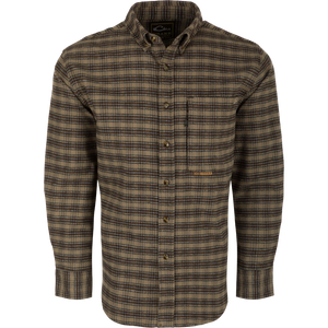 DRAKE CLOTHING CO. Men's Sport Shirt TIMBER WOLF / M Drake Autumn Brushed Twill Plaid Button-Down Long Sleeve Shirt || David's Clothing DS2195TWK