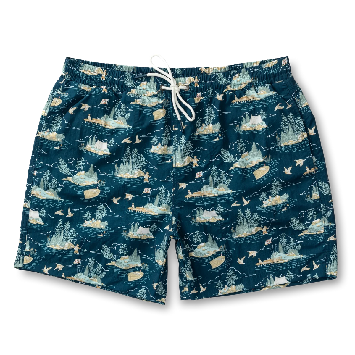 DUCK HEAD Men's Shorts Duck Head 6" Print Sailport Swim Short || David's Clothing