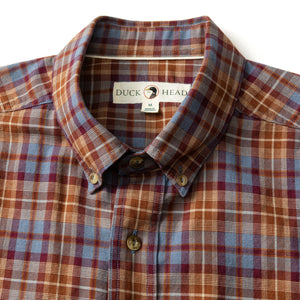 DUCK HEAD Men's Sport Shirt Duck Head Houser Plaid Saddle Brown