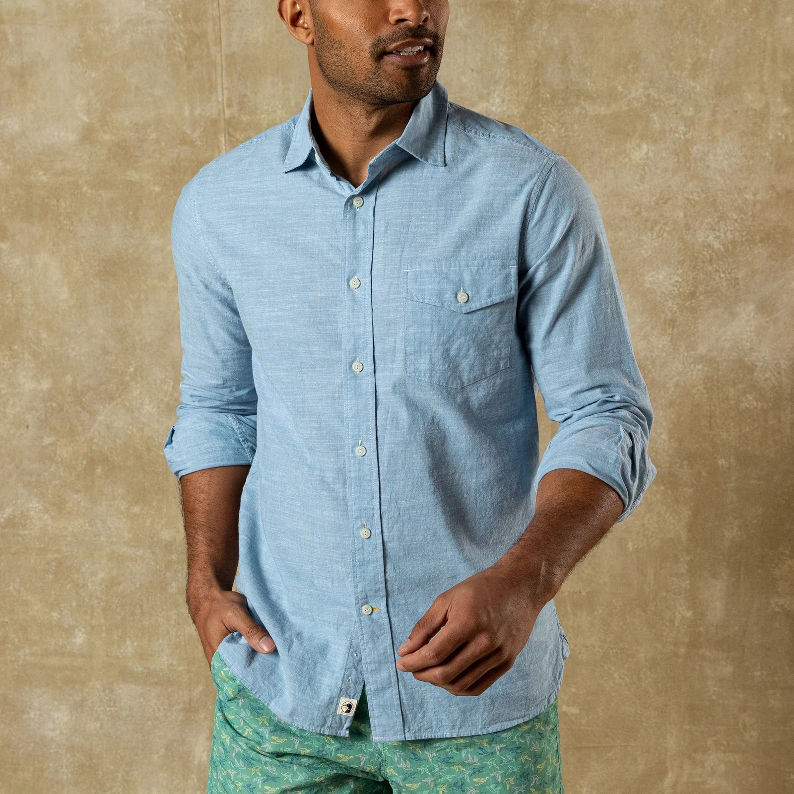 DUCKHEAD Men's Sport Shirt CLAY / M Duck Head Cotton Chambray Sport Shirt D11540229