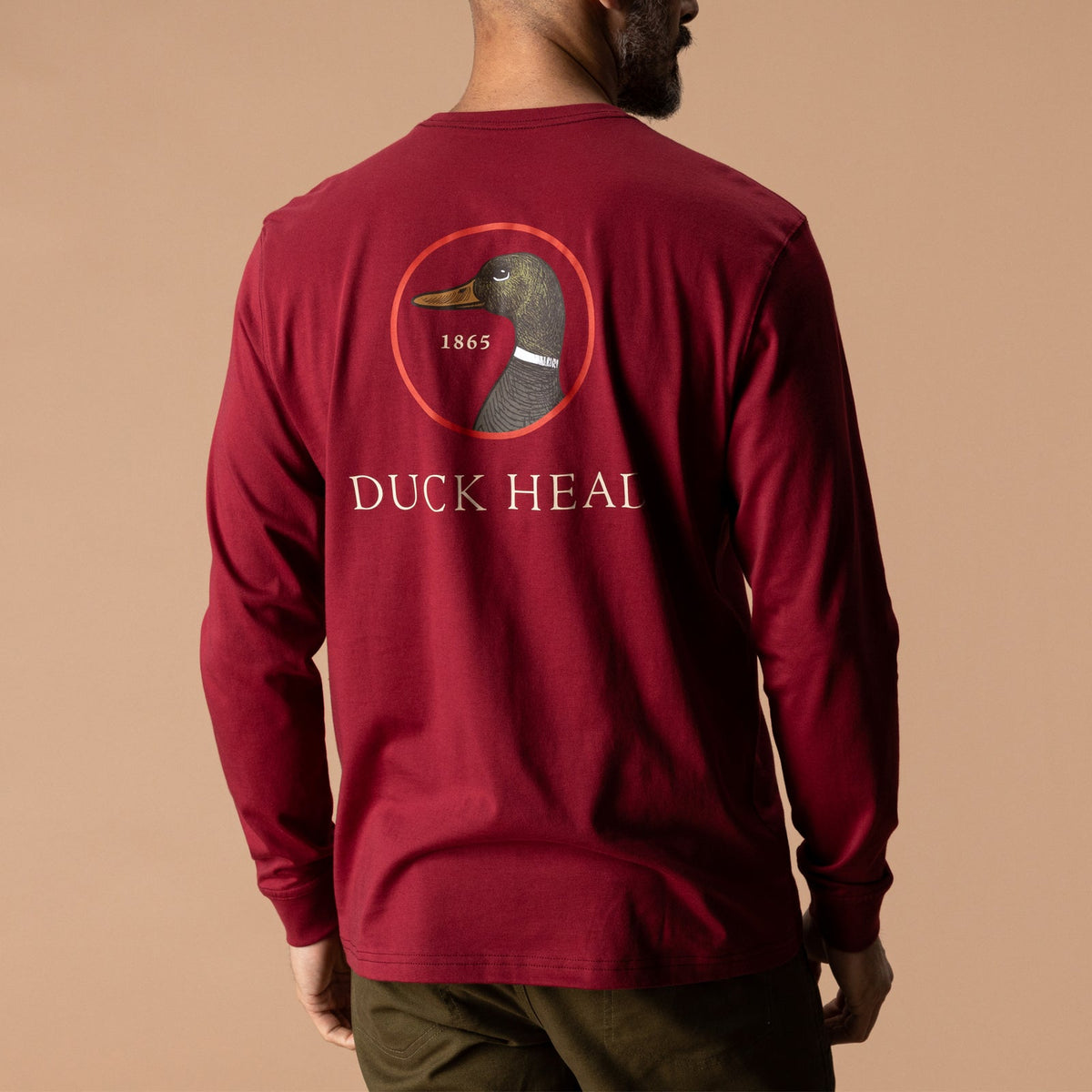 DUCKHEAD Men's Tees DEEP RED / S Duck Head Logo Long Sleeve T-Shirt D21020652